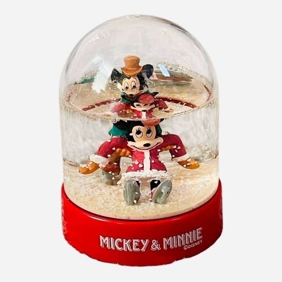 Vintage Disney Mickey & Minnie Snow Globe Red Mickey & Minnie Mouse Snow Globe - Picture 3 of 4
